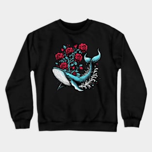 Whale Red Roses Crewneck Sweatshirt